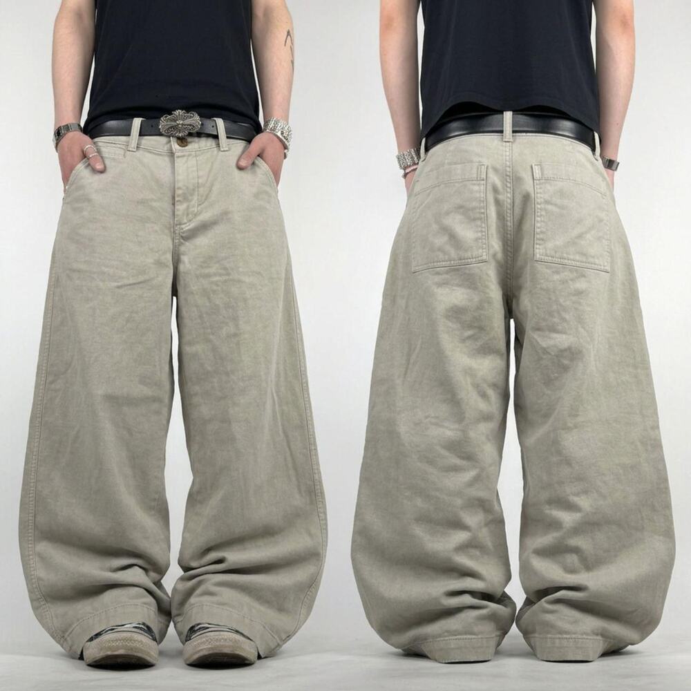 Vintage y2k grunge cream archive baggy wide leg skater rare faded pants